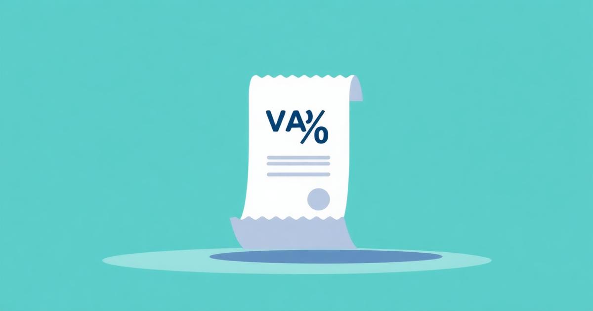 Illustration of a receipt with a percentage symbol representing VAT